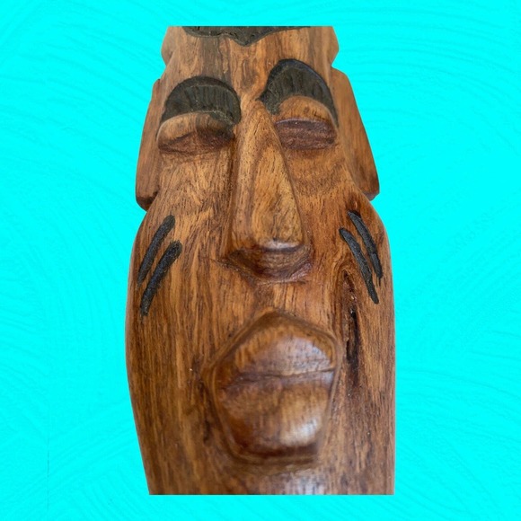 Pair Of Small African Wood Carved Masks With Human Faces 9” Vintage - Picture 6 of 13